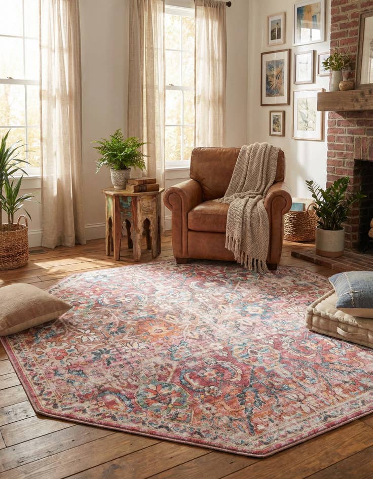 Detail image of 7' 10 x 7' 10 Washable Nostalgia Octagon Rug