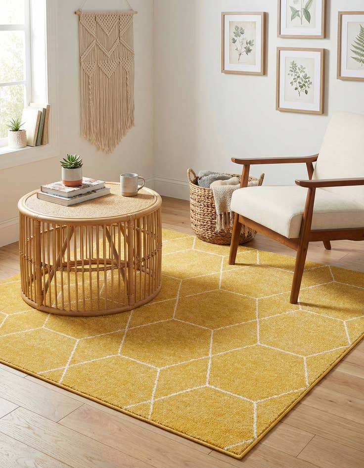 Detail image of 5' 3 x 5' 3 Lattice Frieze Square Rug