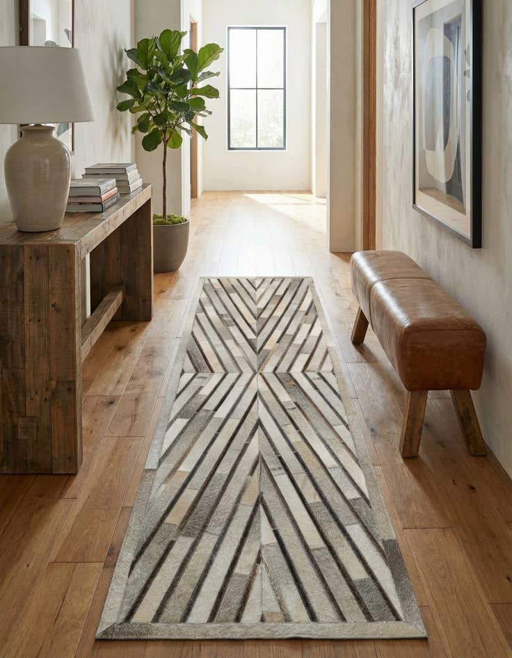 Detail image of 2' 2 x 8' Cowhide Leather Runner Rug