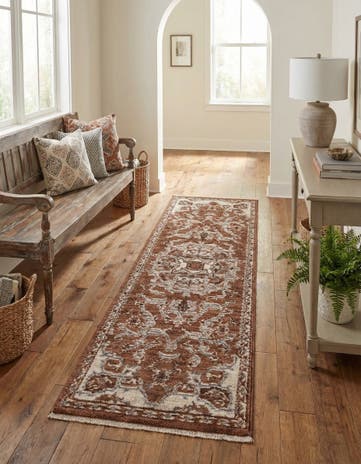 Terracotta Rust Red Grand Tradition Runner Rug