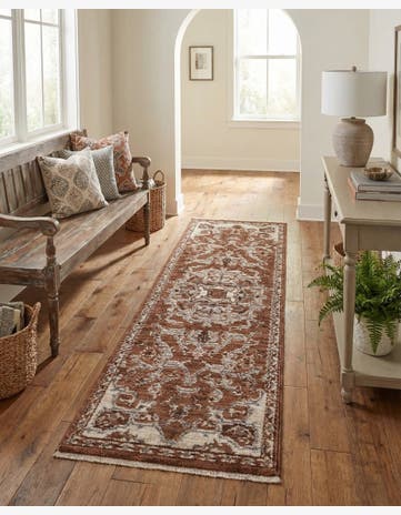 Terracotta Rust Red Grand Tradition Runner Rug