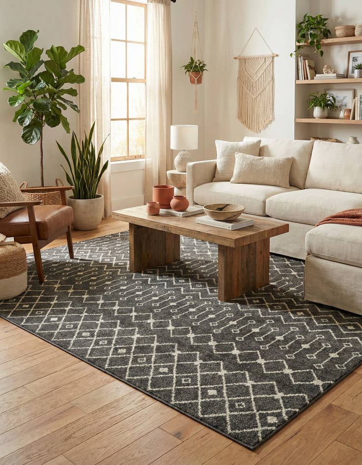 Detail image of  10' x 10' Moroccan Trellis Square Rug