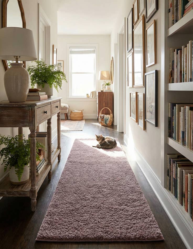 Detail image of  2' 7 x 10' Solid Shag Runner Rug