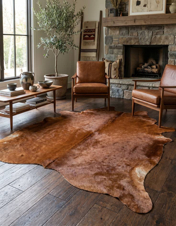 Detail image of 4' 8 x 6' 1 Cowhide Leather Rug