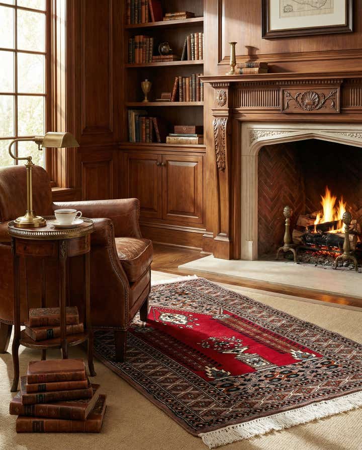 2' 7 x 4' 6 Hand Knotted Bokhara Oriental Wool Rug