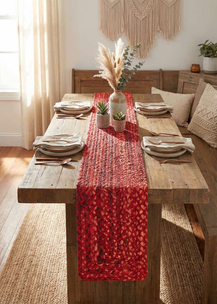 1' 2 x 6' 1 Handmade Braided Chindi Table Runner Rug