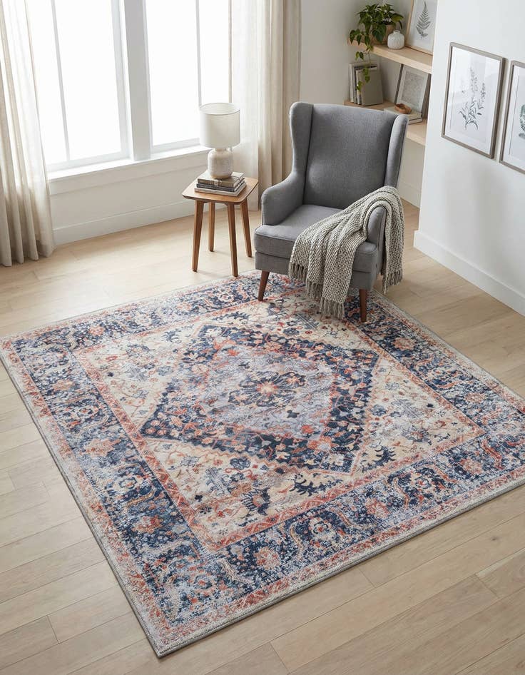 Detail image of 5' x 5' Washable Yara Square Rug