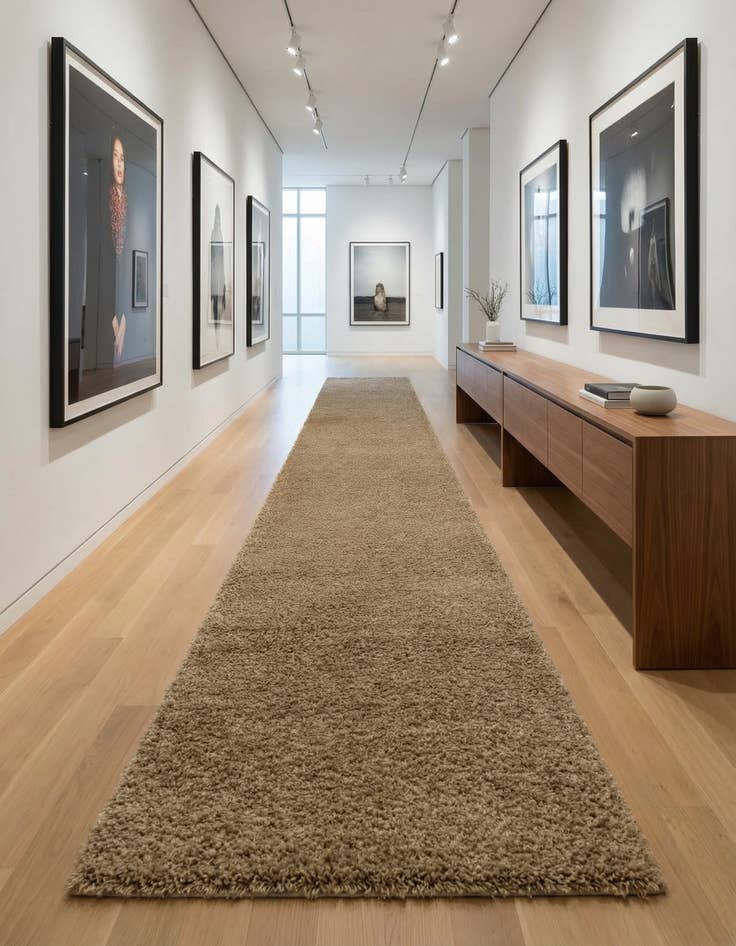 Detail image of 2' 7 x 19' 8 Solid Shag Runner Rug