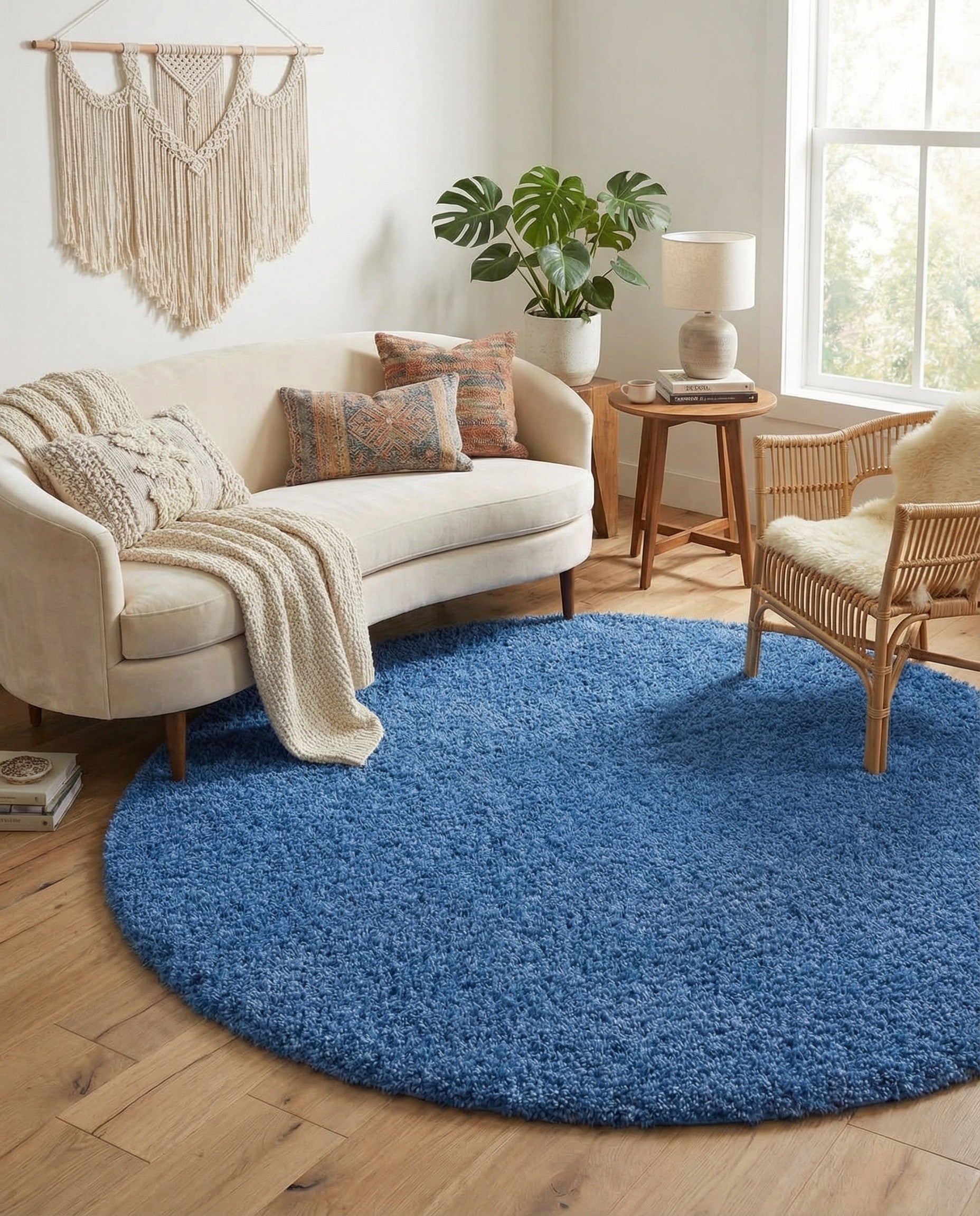 7' x 7' Solid Shag Round Rug