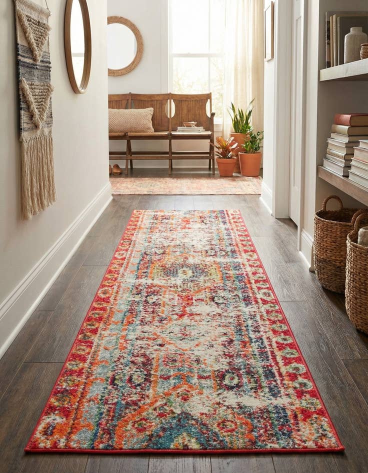 Detail image of 2' 2 x 6' 9  Washable Santa Fe Runner Rug