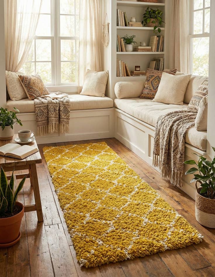 Detail image of  2' x 5' Lattice Shag Runner Rug