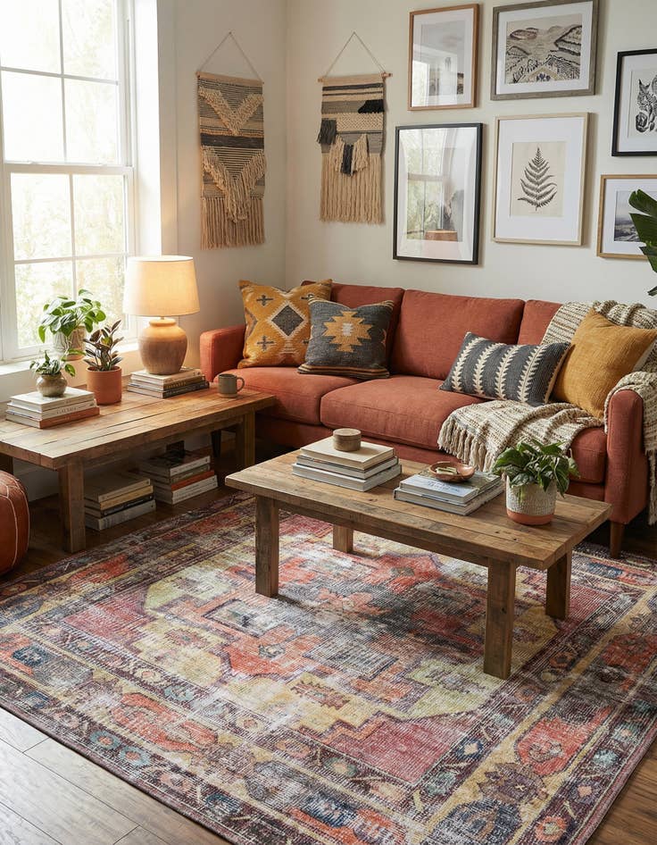 Detail image of 7' 10 x 7' 10 Washable Maahru Square Rug