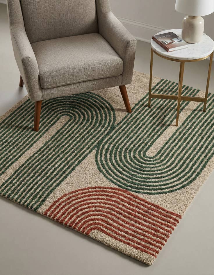 Detail image of 4' 1 x 4' 1 Handtufted Wool Square Rug