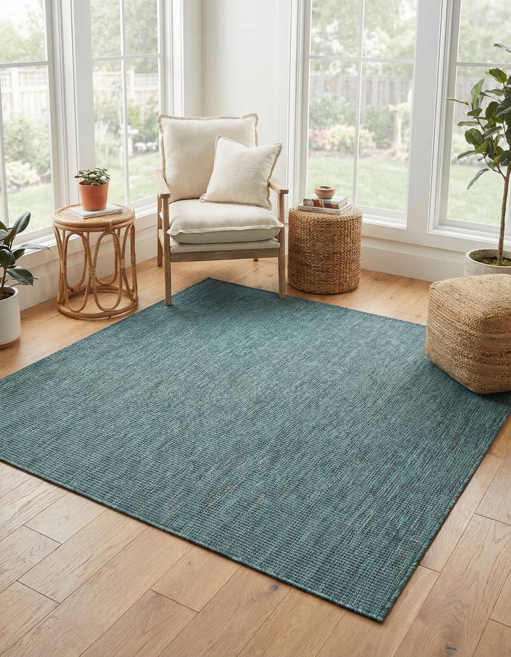 Detail image of 6' 1 x 6' 1  Washable Solid Indoor / Outdoor Square Rug