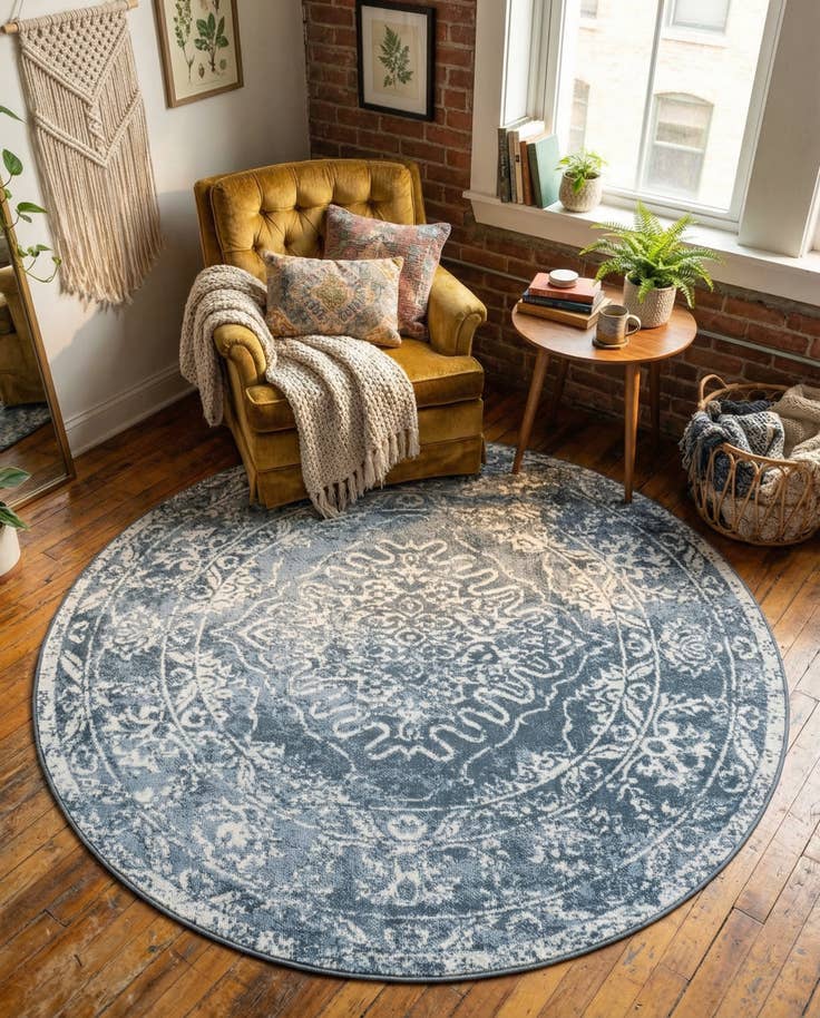 Blue 150cm x 150cm Oxford Rund Teppich