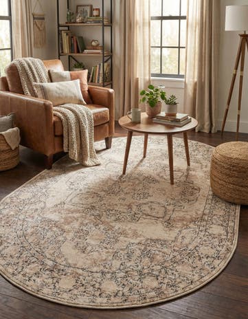 Ivory Oregon Oval Rug