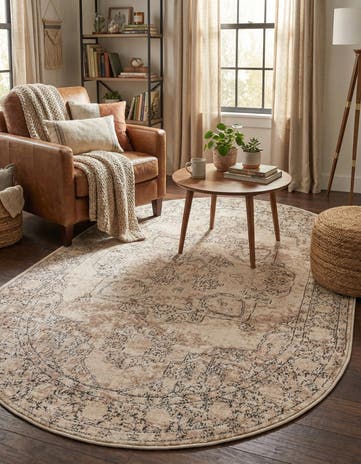 Ivory Oregon Oval Rug