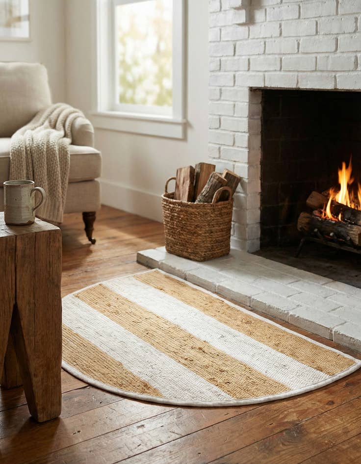 Detail image of 2' 2 x 3' 7  Hand Woven Chindi Rag Hearth Rug