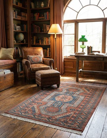 4' 3 x 6' 1 Hand Knotted Kazak Oriental Wool Rug