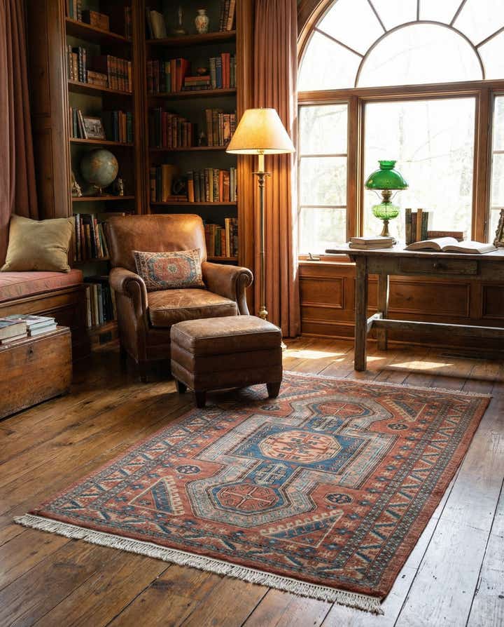 4' 3 x 6' 1 Hand Knotted Kazak Oriental Wool Rug