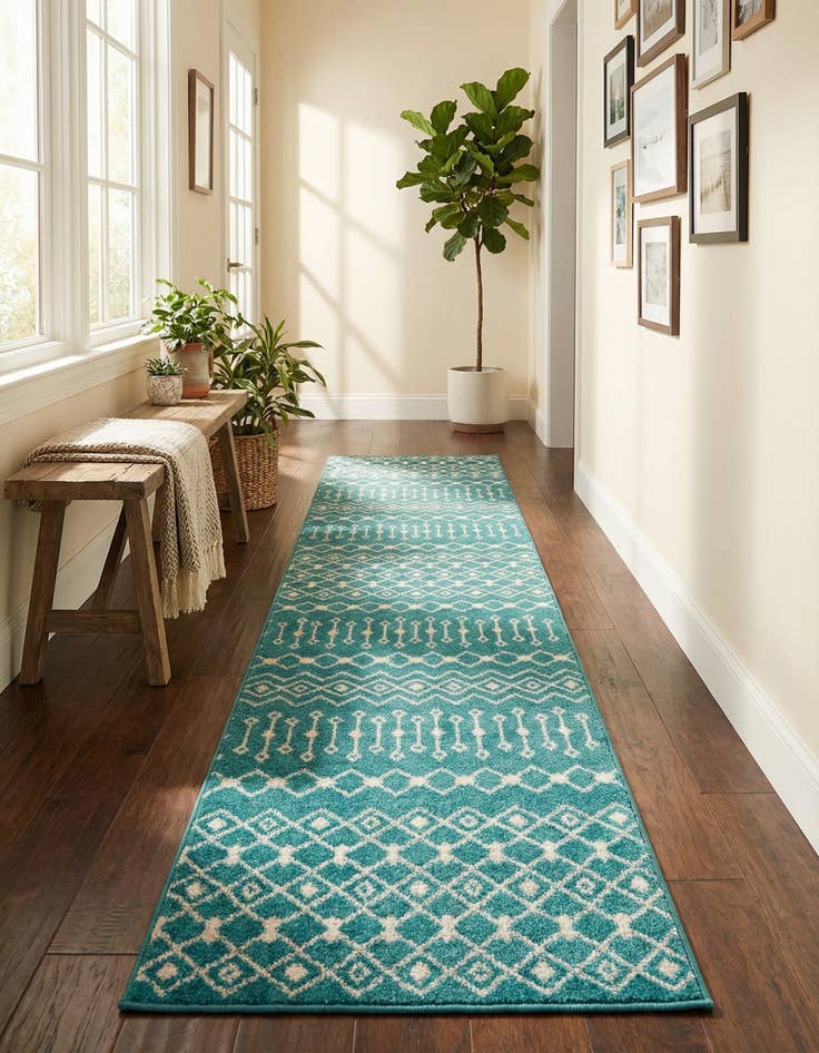 Detail image of 2' 7 x 12' Moroccan Trellis Runner Rug