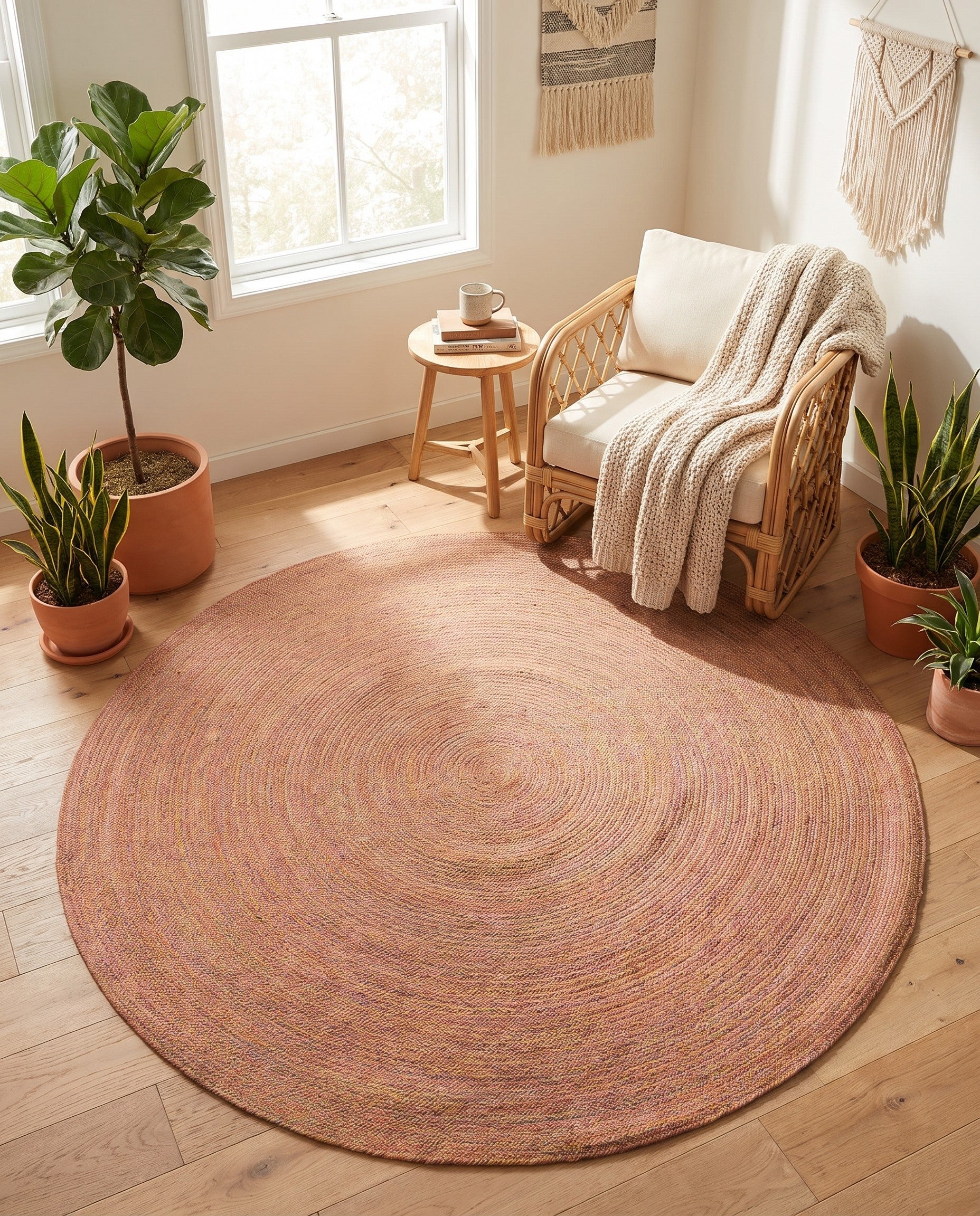 240cm x 240cm Hand Braided Eco Verse Washable Indoor / Outdoor Round Rug