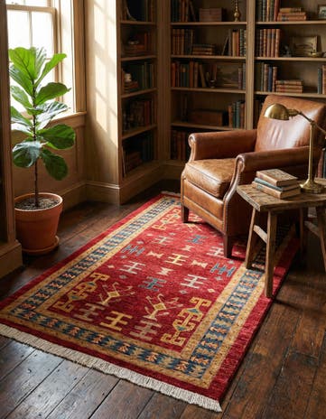 3' 5 x 5' Hand Knotted Ziegler Wool Rug