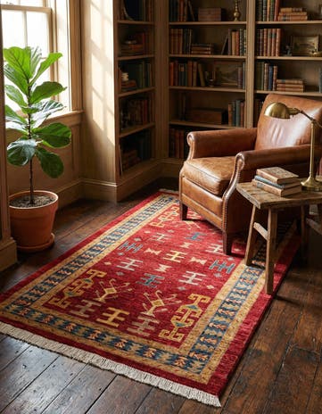 3' 5 x 5' Hand Knotted Ziegler Wool Rug
