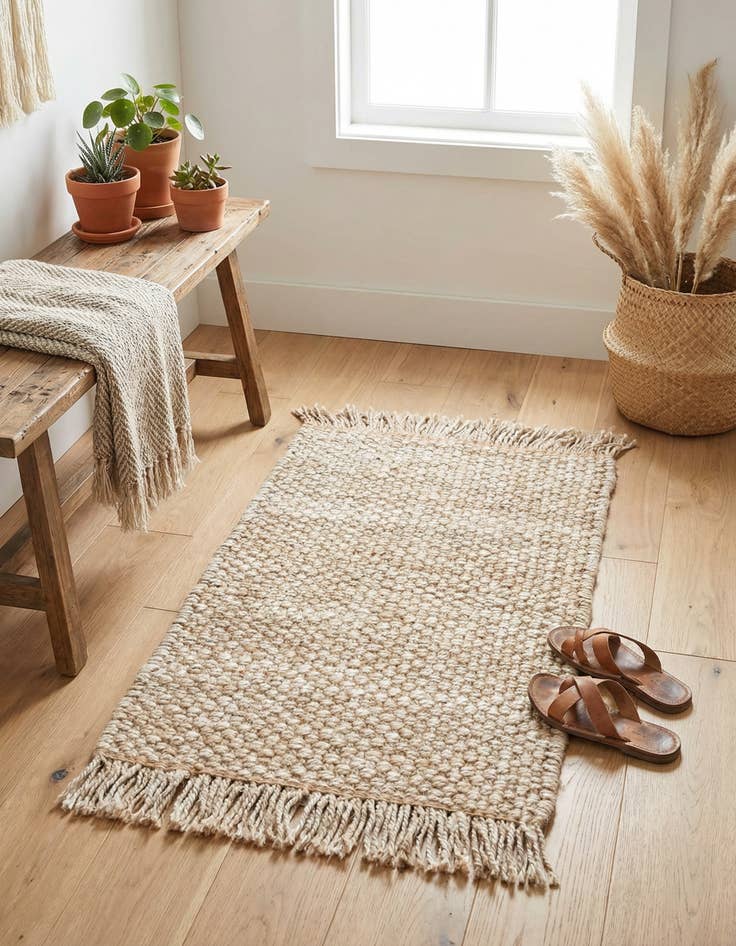 Detail image of 2' x 3' 1  Hand Woven Chunky Jute Rug