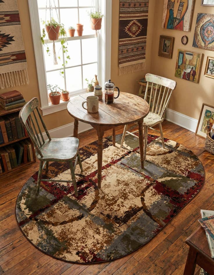 Detail image of 5' 3 x 8' Coffee Shop Oval Rug