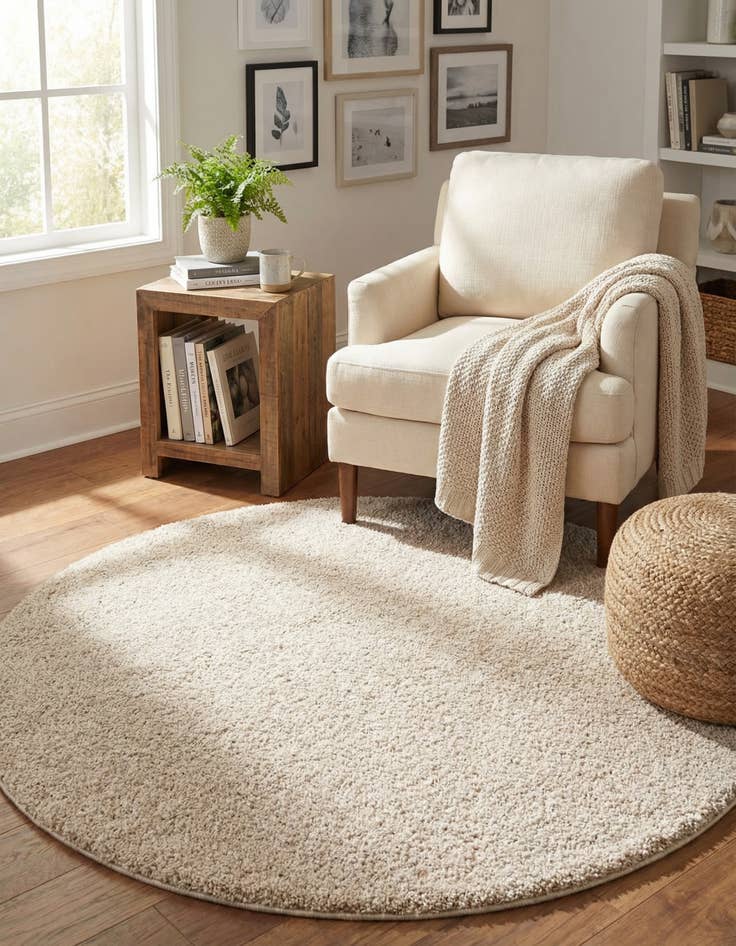 Detail image of  6' x 6' Solid Frieze Round Rug