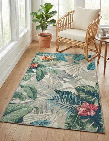 3' 3 x 5' 3 Easy-Clean Botanical Indoor / Outdoor Rug