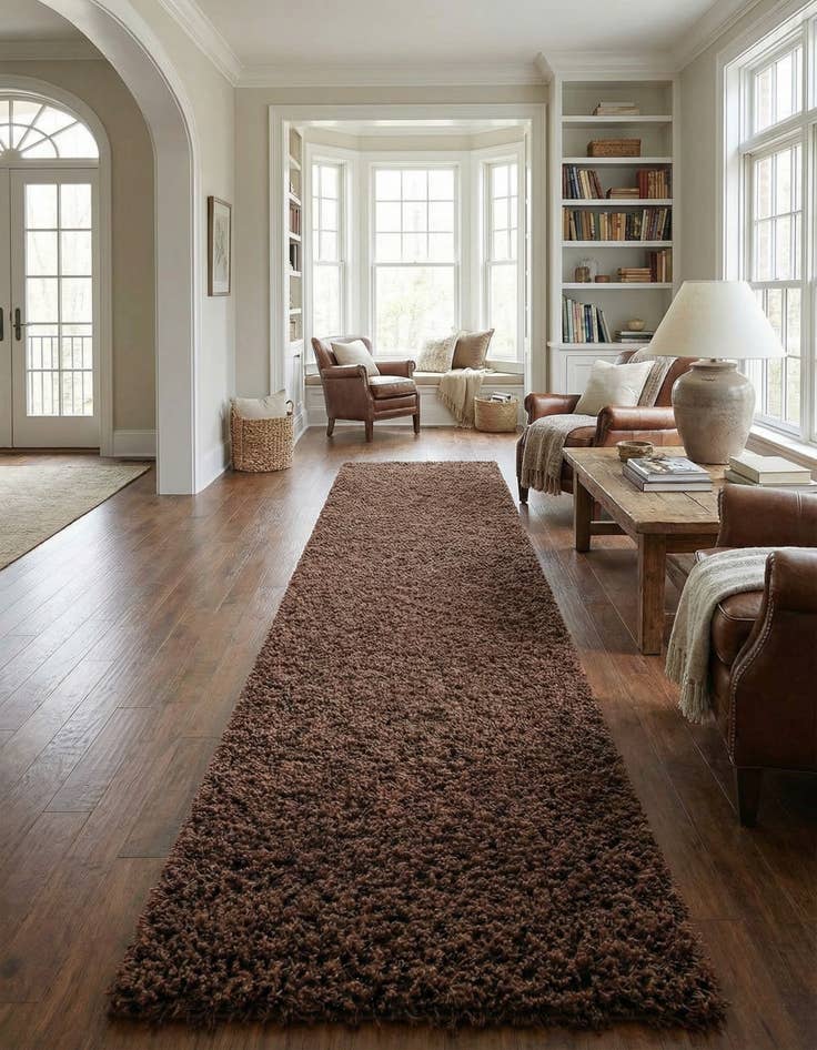 Detail image of 2' 7 x 19' 8 Solid Shag Runner Rug