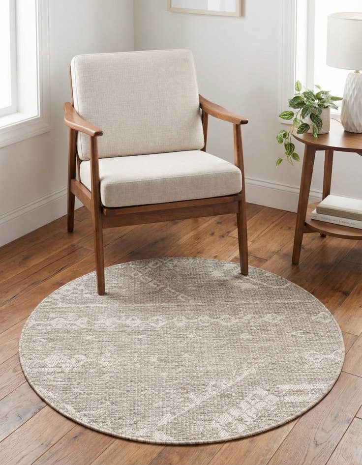 Detail image of 3' x 3' Washable Bohemian Indoor / Outdoor Round Rug