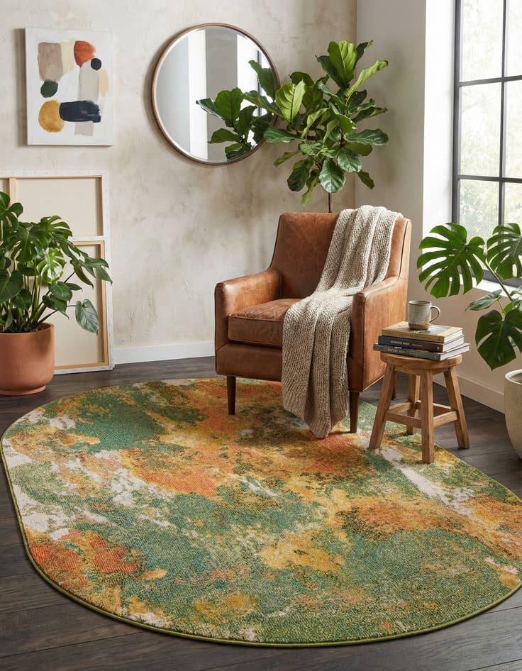 Detail image of 5' 3 x 7' 10  Washable Haerfest Oval Rug