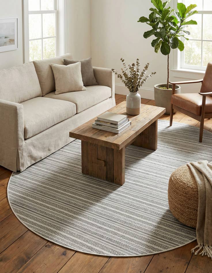 Detail image of  7' 10 x 10'  Washable Ribbon Indoor / Outdoor Oval Rug