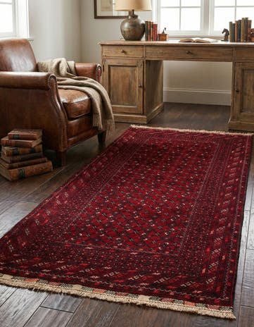 3' 5 x 6' 7 Hand Knotted Afghan Akhche Wool Rug
