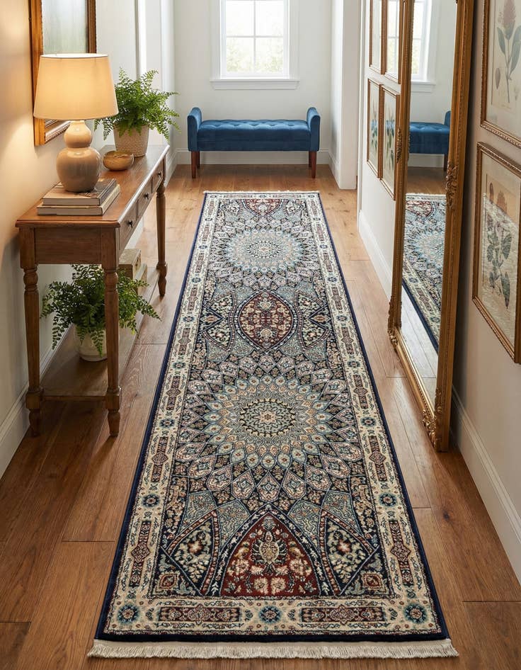 Detail image of 2' 7 x 9' Nain Design Runner Rug