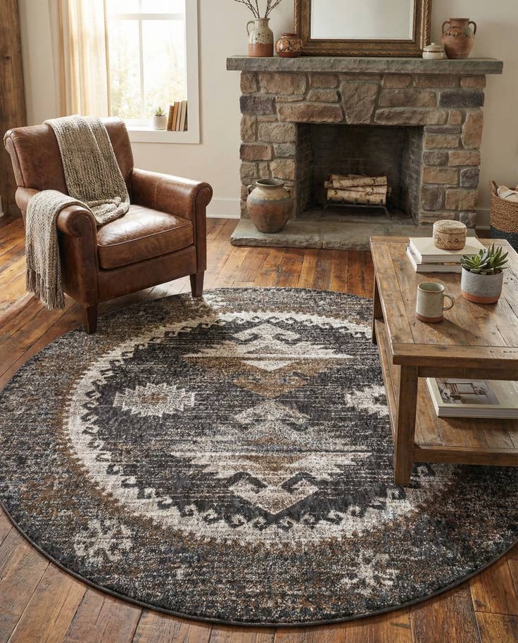 Detail image of 5' 3 x 5' 3 Eco Southwestern Round Rug