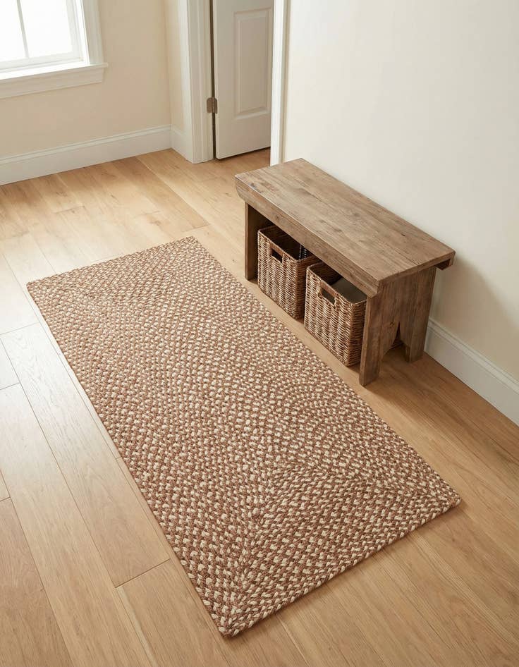 Detail image of 2' x 4' 1 Handmade Tweed Braided Jute Runner Rug