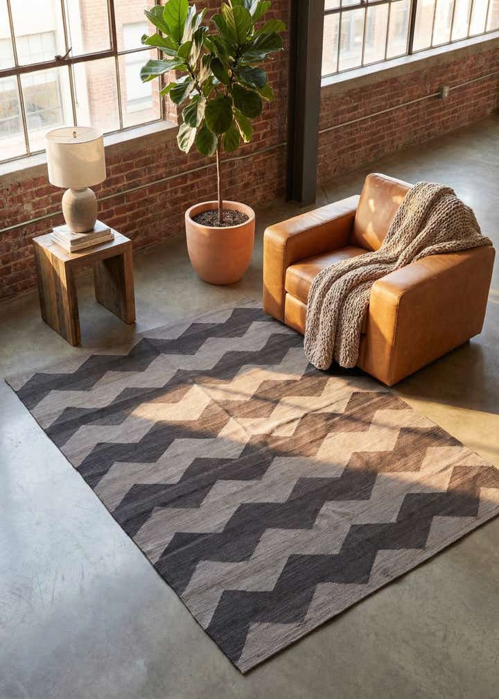 5' x 6' 4 Hand Woven Kilim Modern Wool Rug