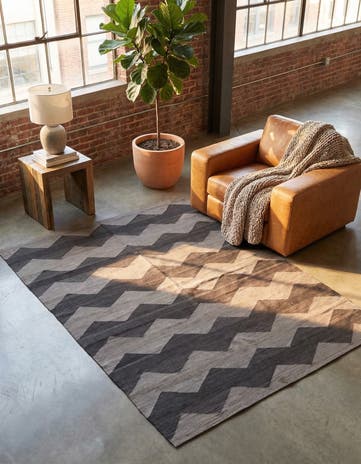5' x 6' 4 Hand Woven Kilim Modern Wool Rug