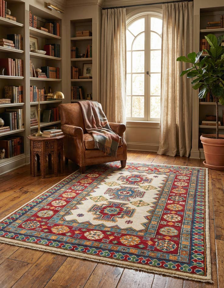 Detail image of 4' 1 x 6' Hand Knotted Kazak Rug