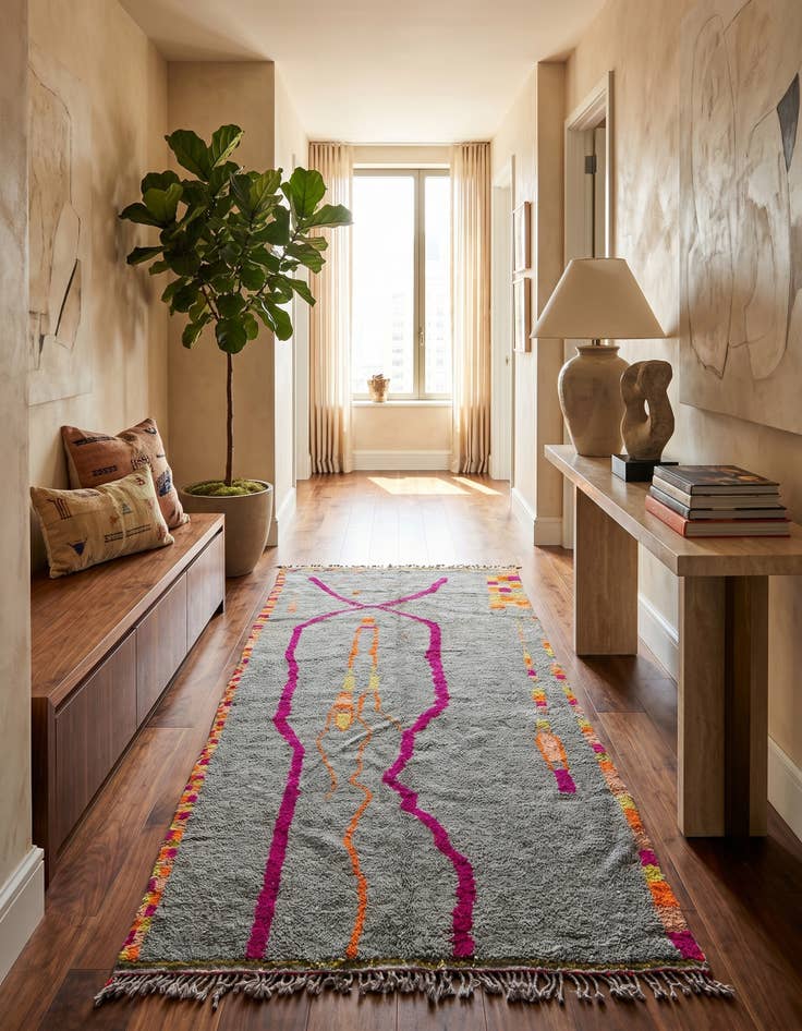 Detail image of 6' 3 x 11' Hand Knotted Moroccan Wool Runner Rug