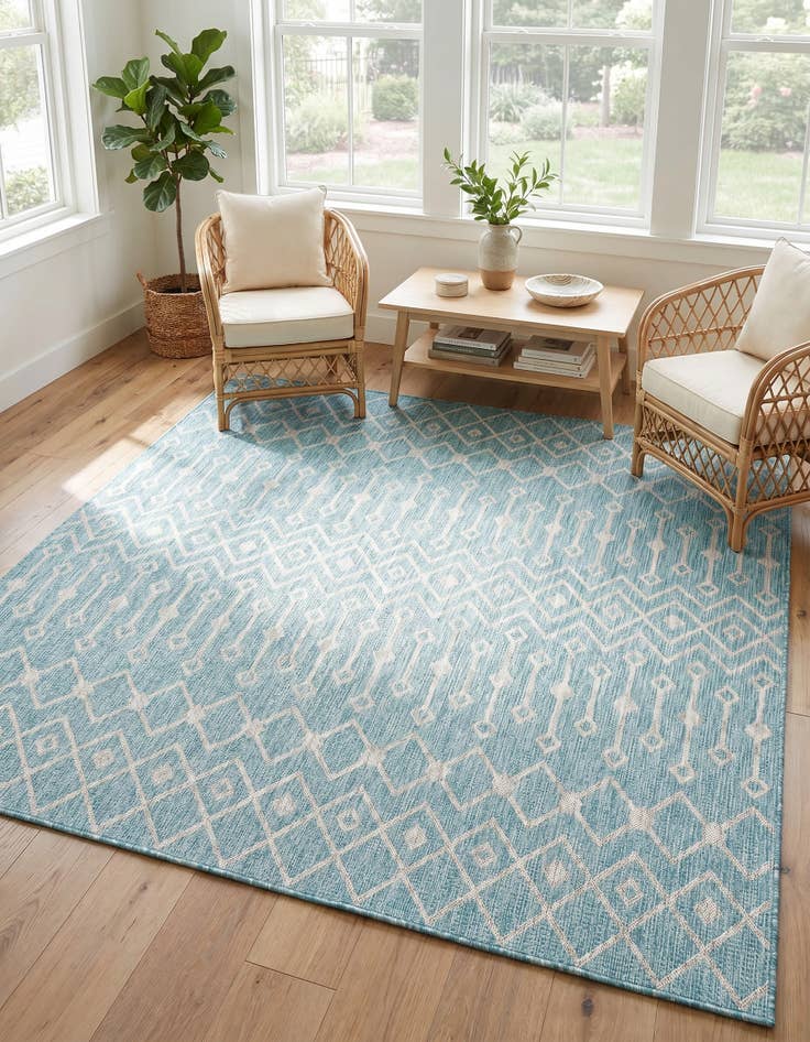 Detail image of 7' 10 x 7' 10 Easy-Clean Trellis Indoor / Outdoor Square Rug