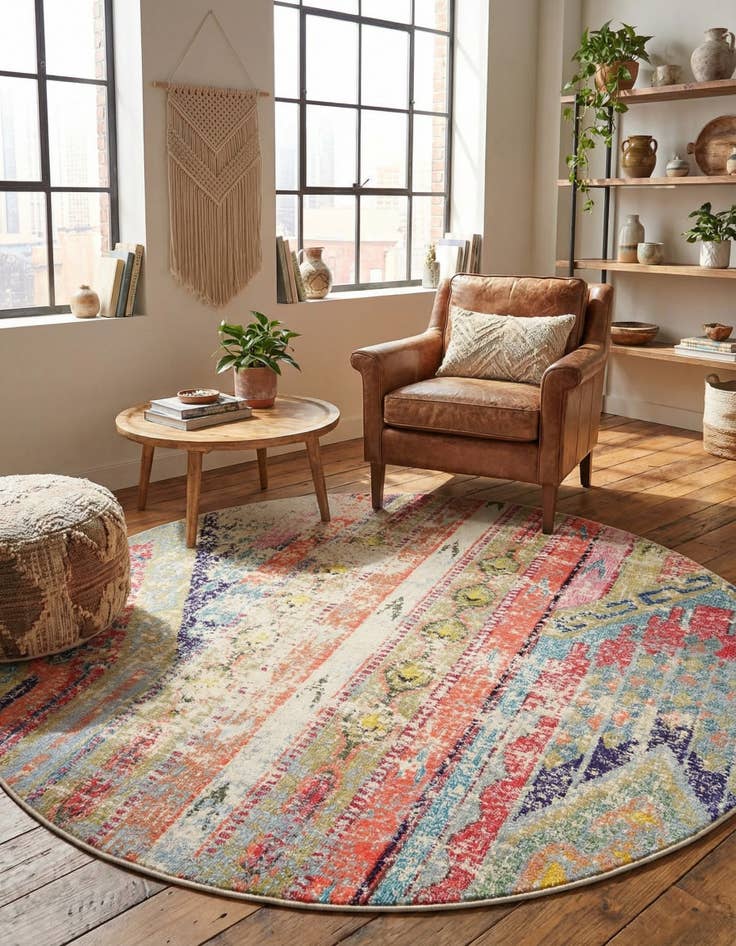 Detail image of 6' x 6' Washable Mesa Round Rug