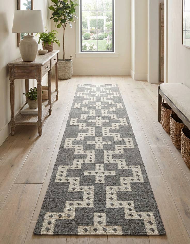 Detail image of 2' 7 x 12' Hand Woven Kilim Wool Runner Rug