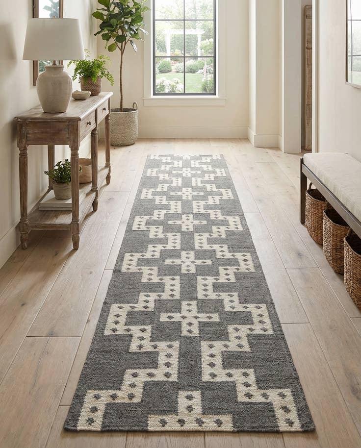 Detail image of 2' 7 x 12' Hand Woven Kilim Wool Runner Rug