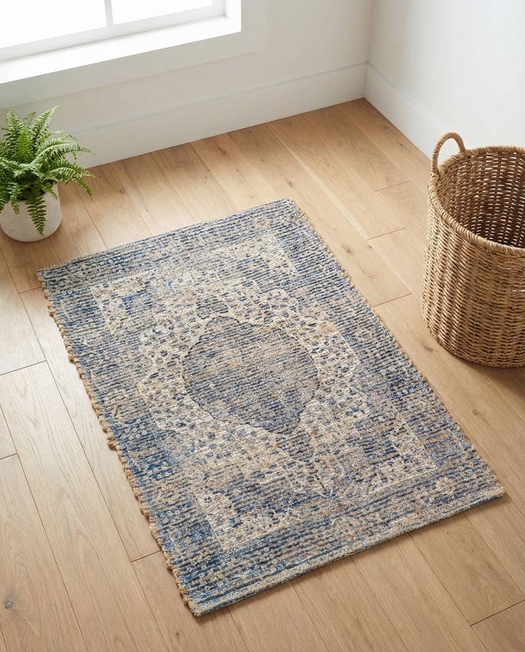 Detail image of 2' x 3' 1 Hand Woven Chenille Jute Rug