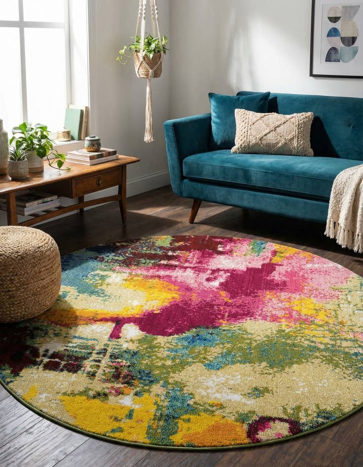 Detail image of 6' x 6' Washable Hyacinth Round Rug